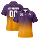 Custom Purple Yellow Football Gradient Polo Shirts  Add Your Unique Logo/Name/Number