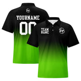 Custom Black Grass Green Football Gradient Polo Shirts  Add Your Unique Logo/Name/Number