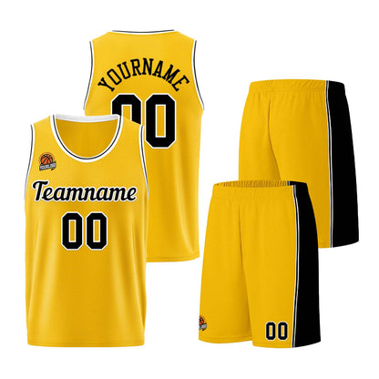 Custom Yellow Black Basketball Jersey for Men Women Adult Youth Stitched Name Number Logo