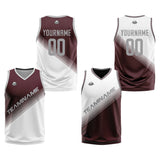 Custom Brown White Reversible Basketball Suit for Adults and Kids Personalized Jersey
