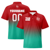 Custom Red Cyan Football Gradient Polo Shirts  Add Your Unique Logo/Name/Number