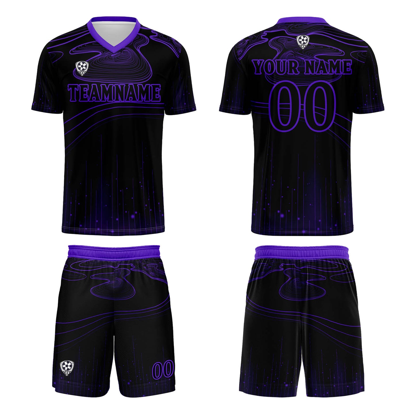 Custom Black Purple Soccer Uniform Jersey Kids Adults Personalized Set Jersey Shirt