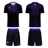 Custom Black Purple Soccer Uniform Jersey Kids Adults Personalized Set Jersey Shirt