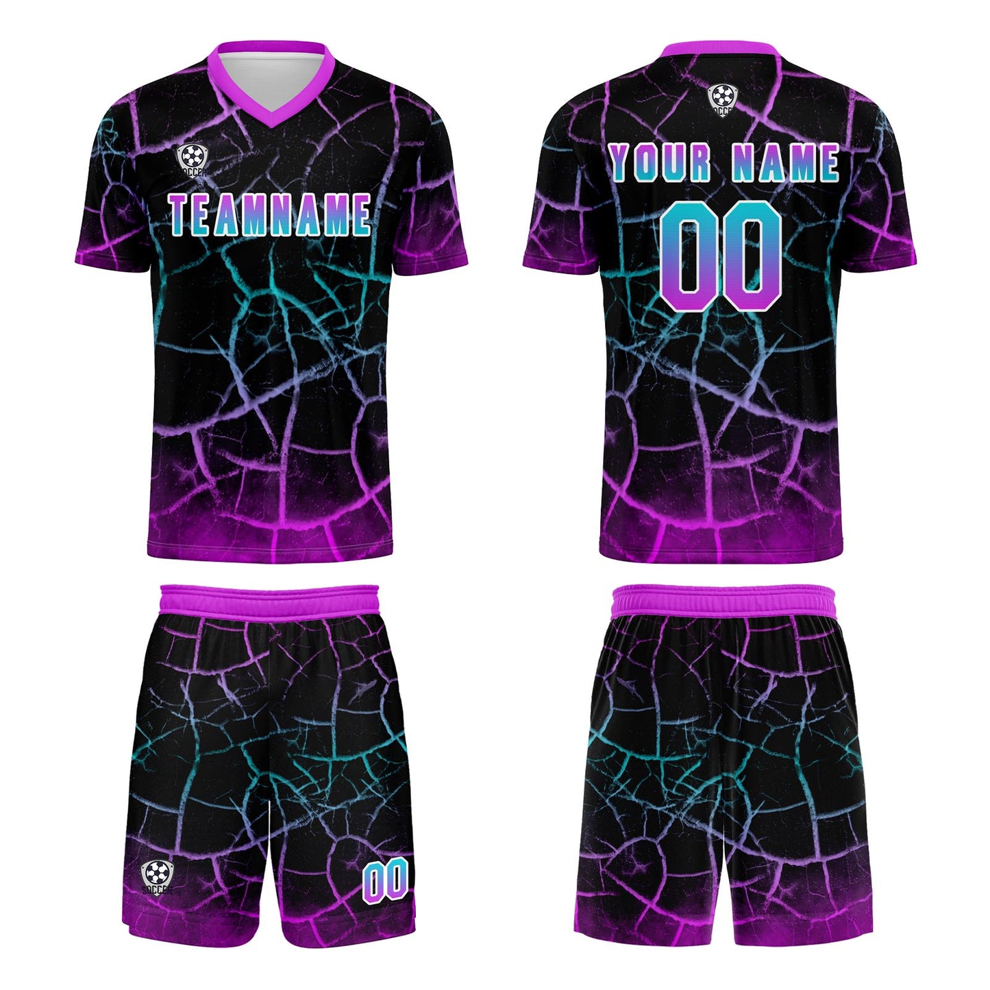 Custom Black Purple Soccer Uniform Jersey Kids Adults Personalized Set Jersey Shirt