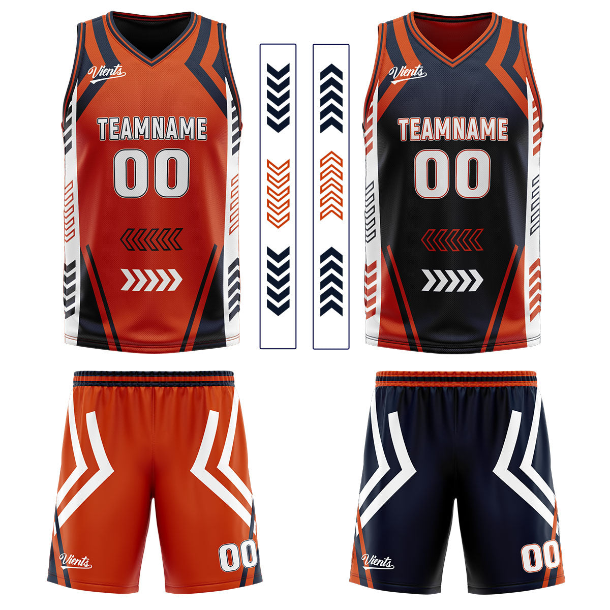 Custom Orange Navy Reversible Basketball Suit for Adults and Kids Personalized Jersey