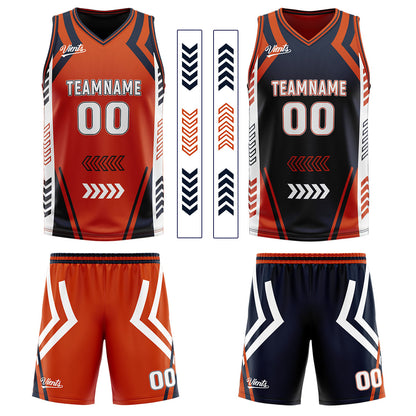 Custom Orange Navy Reversible Basketball Suit for Adults and Kids Personalized Jersey