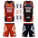 Custom Orange Navy Reversible Basketball Suit for Adults and Kids Personalized Jersey