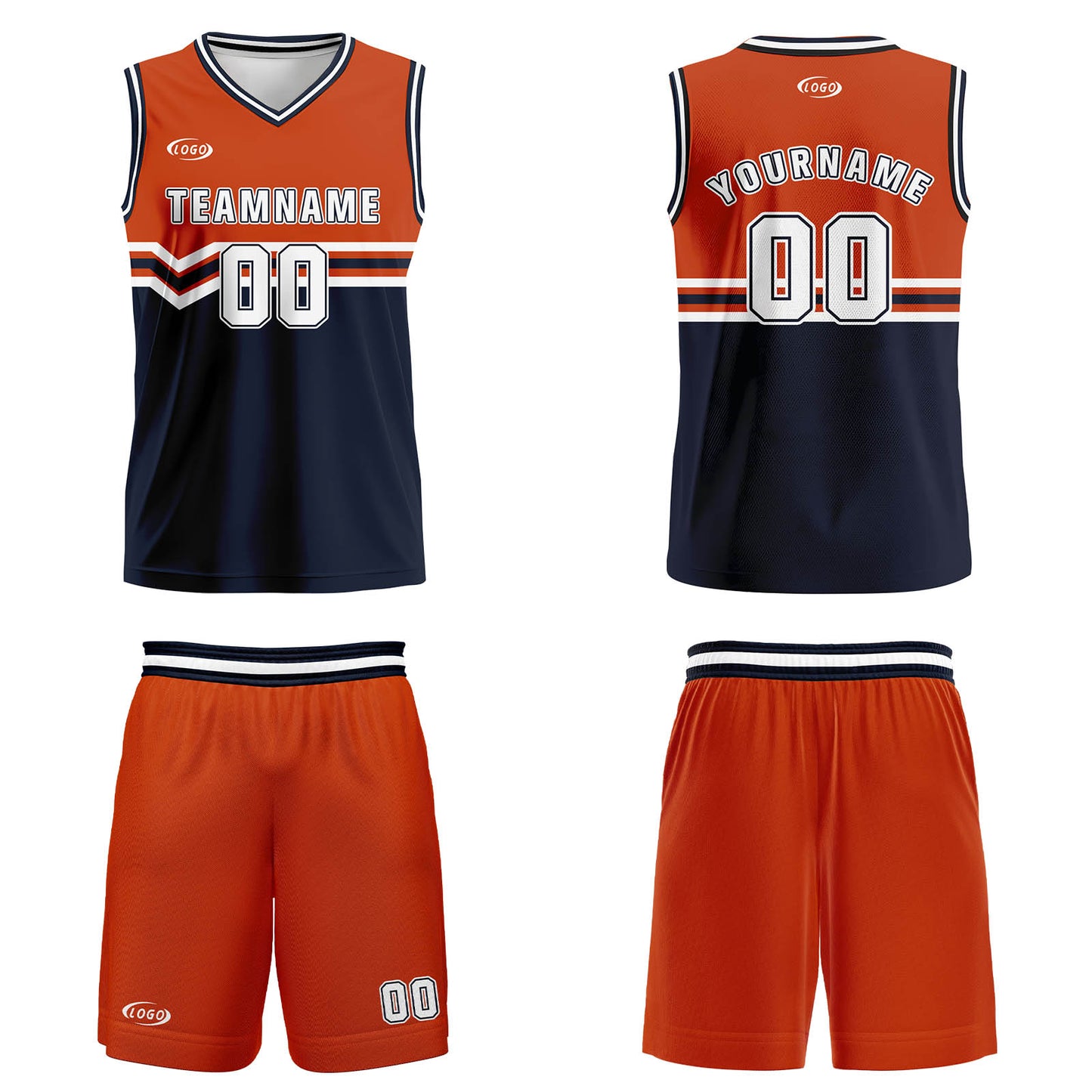 Custom Orange Navy White Basketball Jersey Uniform Suit Printed Your Logo Name Number