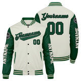 Custom Green Cream Varsity Jackets for Men Women Youth Personalized Letterman Jackets