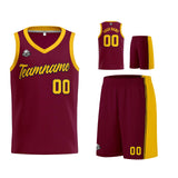 Custom Burgundy Yellow Basketball Jersey for Men Women Adult Youth Stitched Name Number Logo