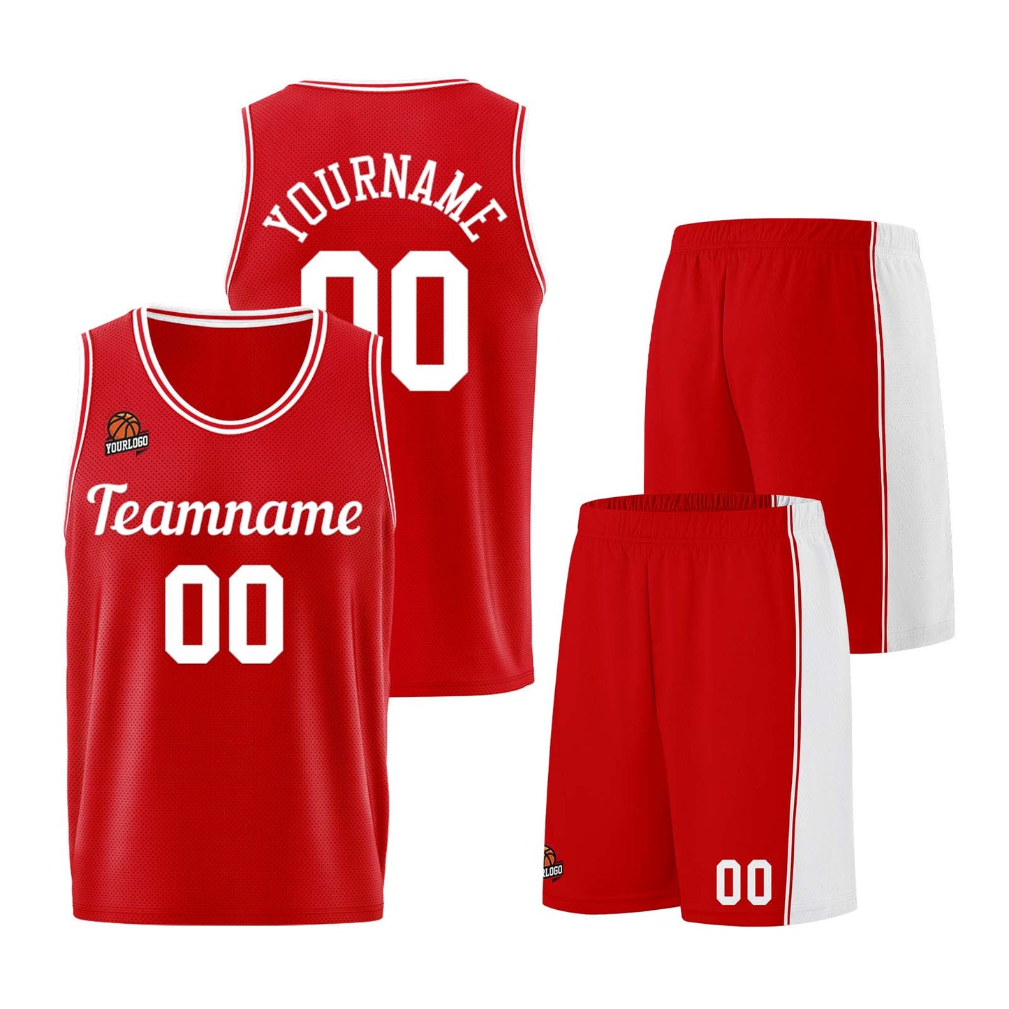 Custom Red White Basketball Jersey for Men Women Adult Youth Stitched Name Number Logo