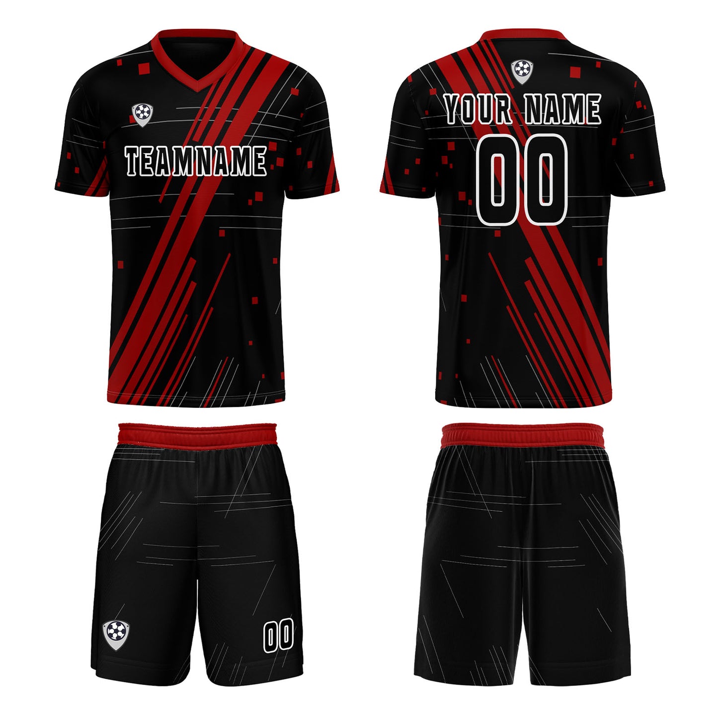 Custom Black Red Uniform Jersey Kids Adults Personalized Set Jersey Shirt