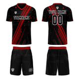 Custom Black Red Uniform Jersey Kids Adults Personalized Set Jersey Shirt