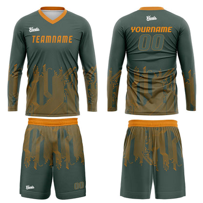 Custom Green Orange Basketball Soccer Football Shooting Long T-Shirt for Adults and Kids