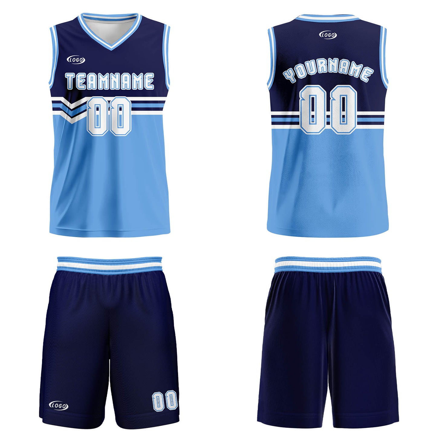 Custom Navy Blue White Basketball Jersey Uniform Suit Printed Your Logo Name Number