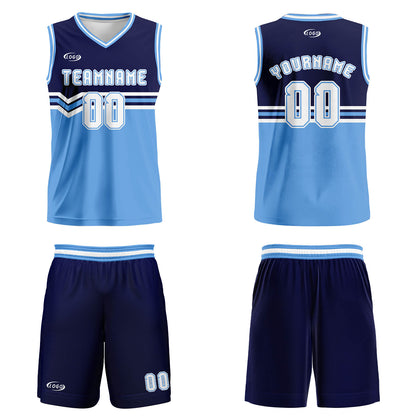 Custom Navy Blue White Basketball Jersey Uniform Suit Printed Your Logo Name Number