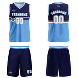 Custom Navy Blue White Basketball Jersey Uniform Suit Printed Your Logo Name Number