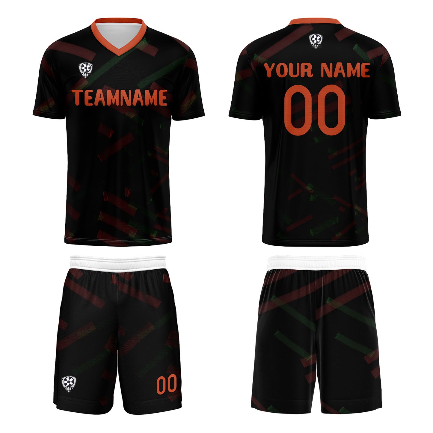 Custom Black Orange Red Soccer Uniform Jersey Kids Adults Personalized Set Jersey Shirt