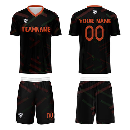 Custom Black Orange Red Soccer Uniform Jersey Kids Adults Personalized Set Jersey Shirt