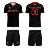 Custom Black Orange Red Soccer Uniform Jersey Kids Adults Personalized Set Jersey Shirt