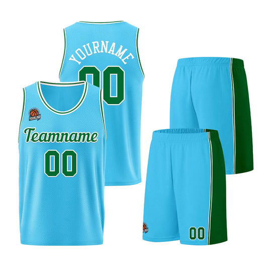 Custom Light Blue Green Basketball Jersey for Men Women Adult Youth Stitched Name Number Logo