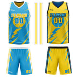 Custom Blue Yellow Reversible Basketball Suit for Adults and Kids Personalized Jersey