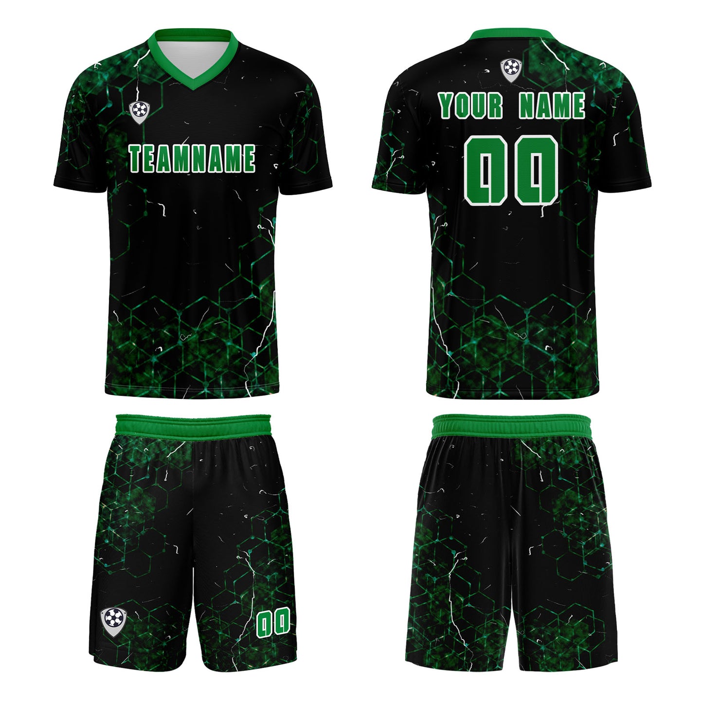 Custom Green Uniform Jersey Kids Adults Personalized Set Jersey Shirt