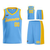 Custom Light Blue Yellow Basketball Jersey for Men Women Adult Youth Stitched Name Number Logo