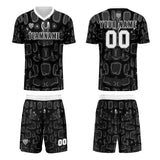 Custom Black Grey Soccer Uniform Jersey Kids Adults Personalized Set Jersey Shirt