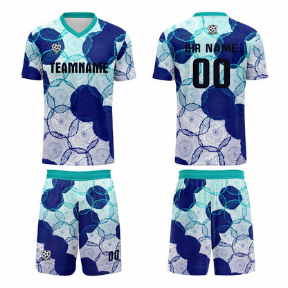 Custom Cyan Blue Uniform Jersey Kids Adults Personalized Set Jersey Shirt