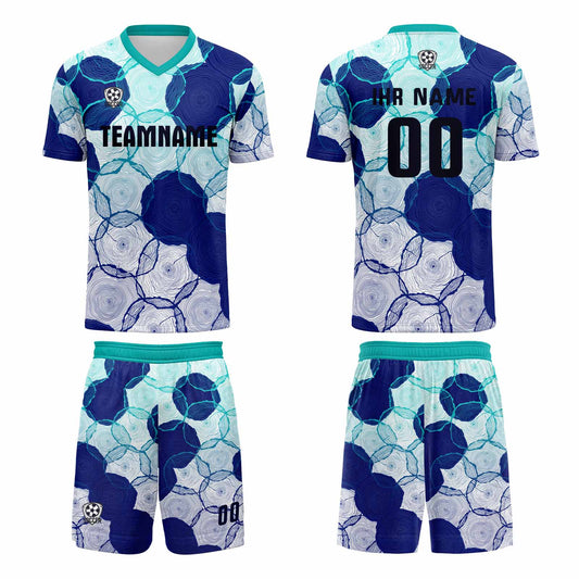 Custom Cyan Blue Uniform Jersey Kids Adults Personalized Set Jersey Shirt