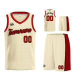 Custom Cream Red Basketball Jersey for Men Women Adult Youth Stitched Name Number Logo
