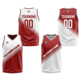 Custom White Red Reversible Basketball Suit for Adults and Kids Personalized Jersey
