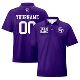 Custom Dull Purple White Football Polo Shirts  Add Your Unique Logo/Name/Number