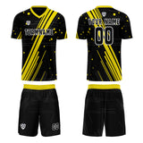 Custom Black Yellow Uniform Jersey Kids Adults Personalized Set Jersey Shirt
