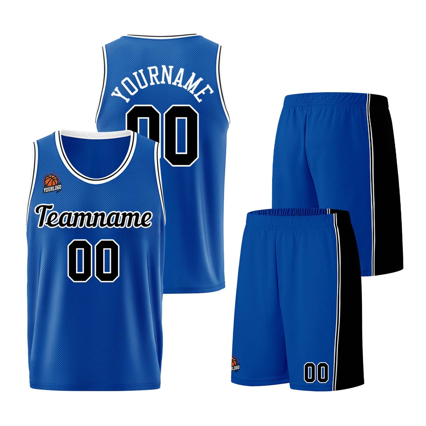 Custom Royal-Black Basketball Jersey for Men Women Adult Youth Stitched Name Number Logo
