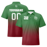 Custom Green Burgundy Football Gradient Polo Shirts  Add Your Unique Logo/Name/Number