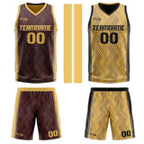 Custom Brown Yellow Reversible Basketball Suit for Adults and Kids Personalized Jersey