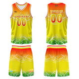 Custom Orange Yellow Basketball Jersey Uniform Suit Printed Your Logo Name Number