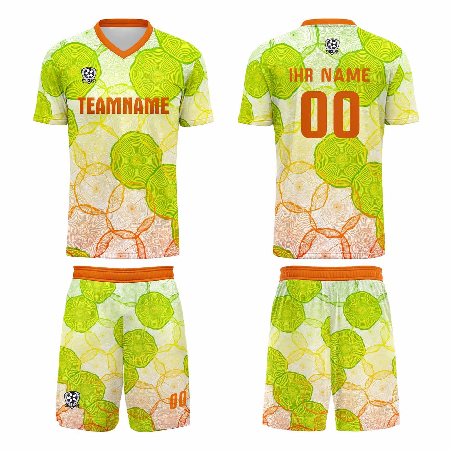 Custom Green Orange Uniform Jersey Kids Adults Personalized Set Jersey Shirt