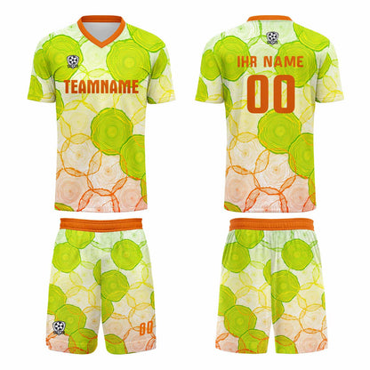 Custom Green Orange Uniform Jersey Kids Adults Personalized Set Jersey Shirt