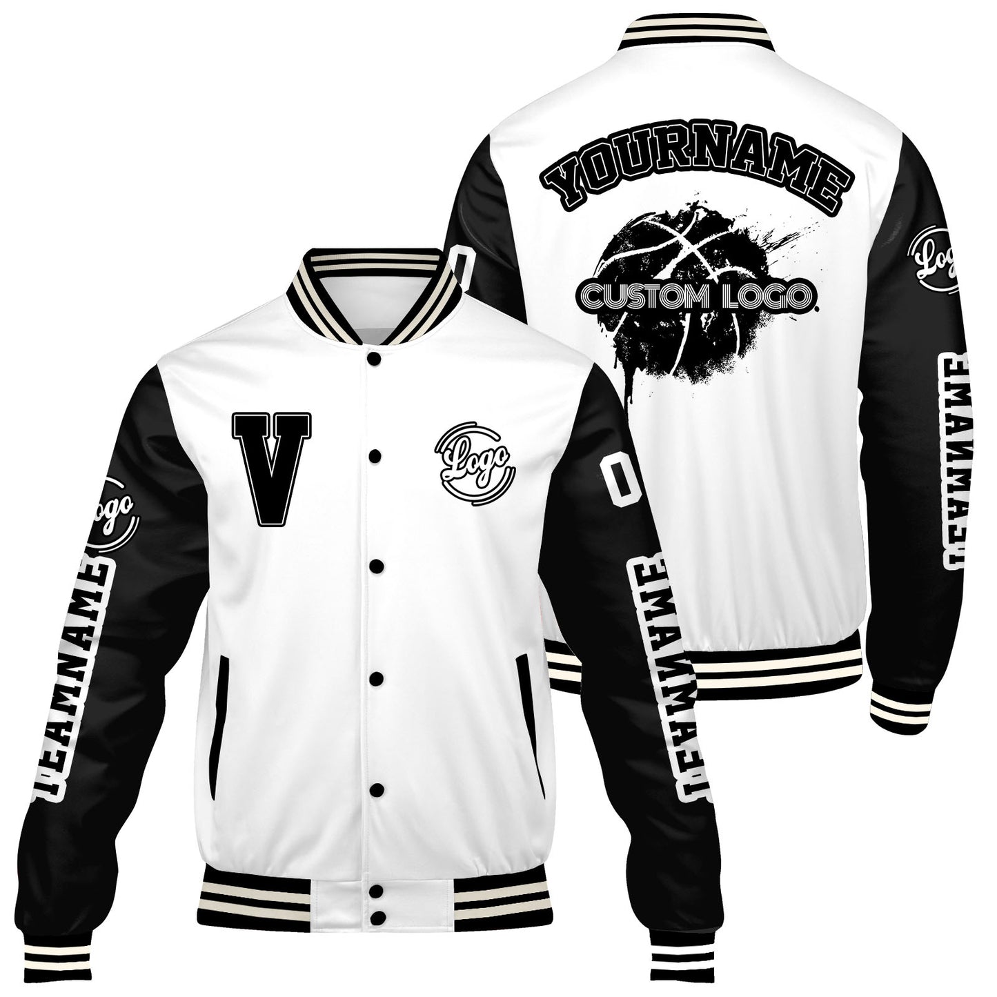 Custom White Black Varsity Jackets for Men Women Youth Personalized Letterman Jackets
