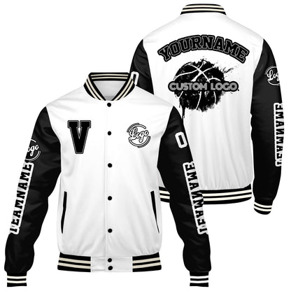 Custom White Black Varsity Jackets for Men Women Youth Personalized Letterman Jackets