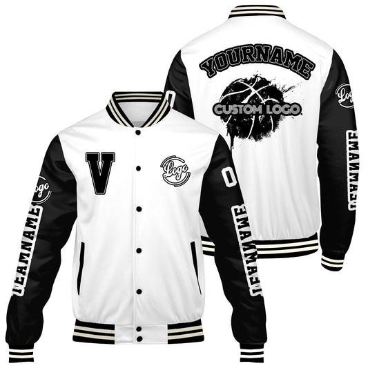 Custom White Black Varsity Jackets for Men Women Youth Personalized Letterman Jackets