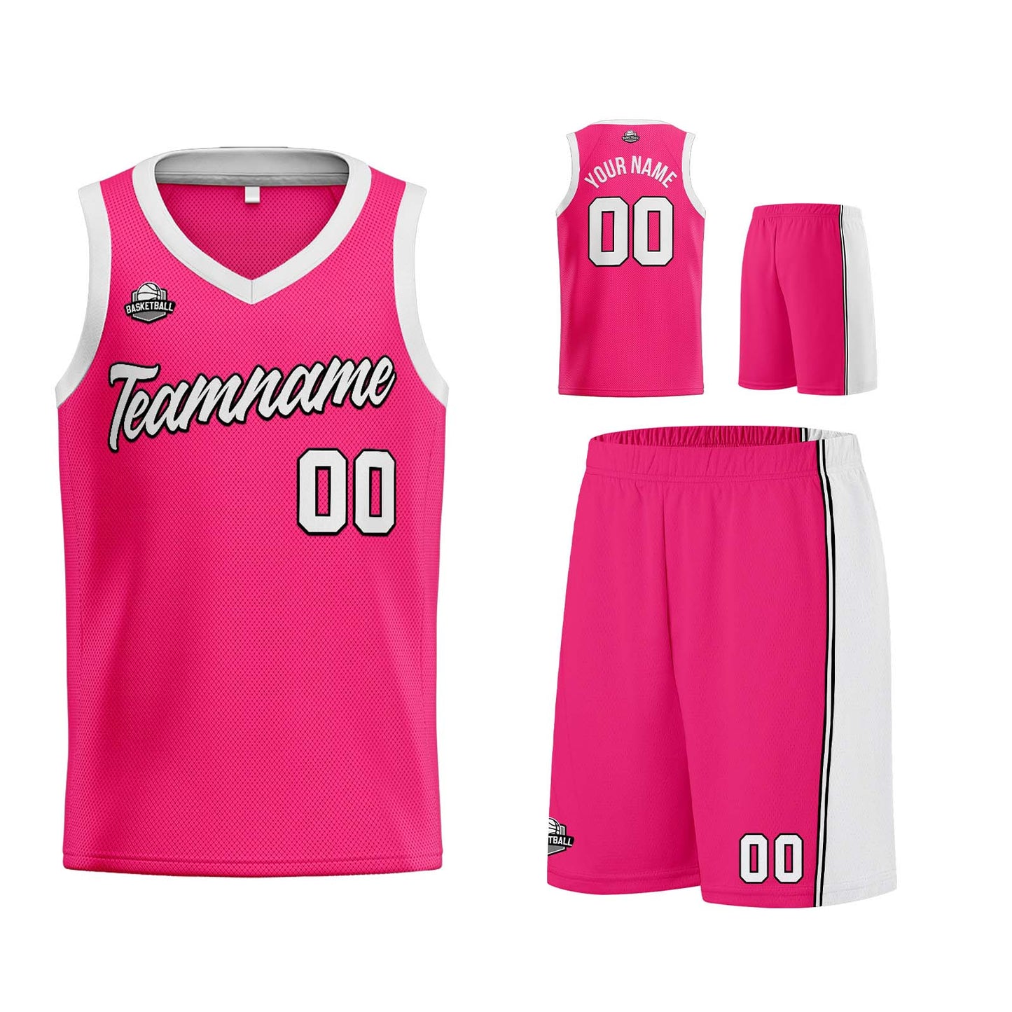 Custom Pink White Basketball Jersey for Men Women Adult Youth Stitched Name Number Logo