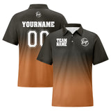 Custom Dull Grey Orange Football Gradient Polo Shirts  Add Your Unique Logo/Name/Number