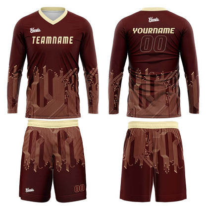 Custom Dark Red Light Yellow Basketball Soccer Football Shooting Long T-Shirt for Adults and Kids