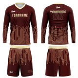 Custom Dark Red Light Yellow Basketball Soccer Football Shooting Long T-Shirt for Adults and Kids