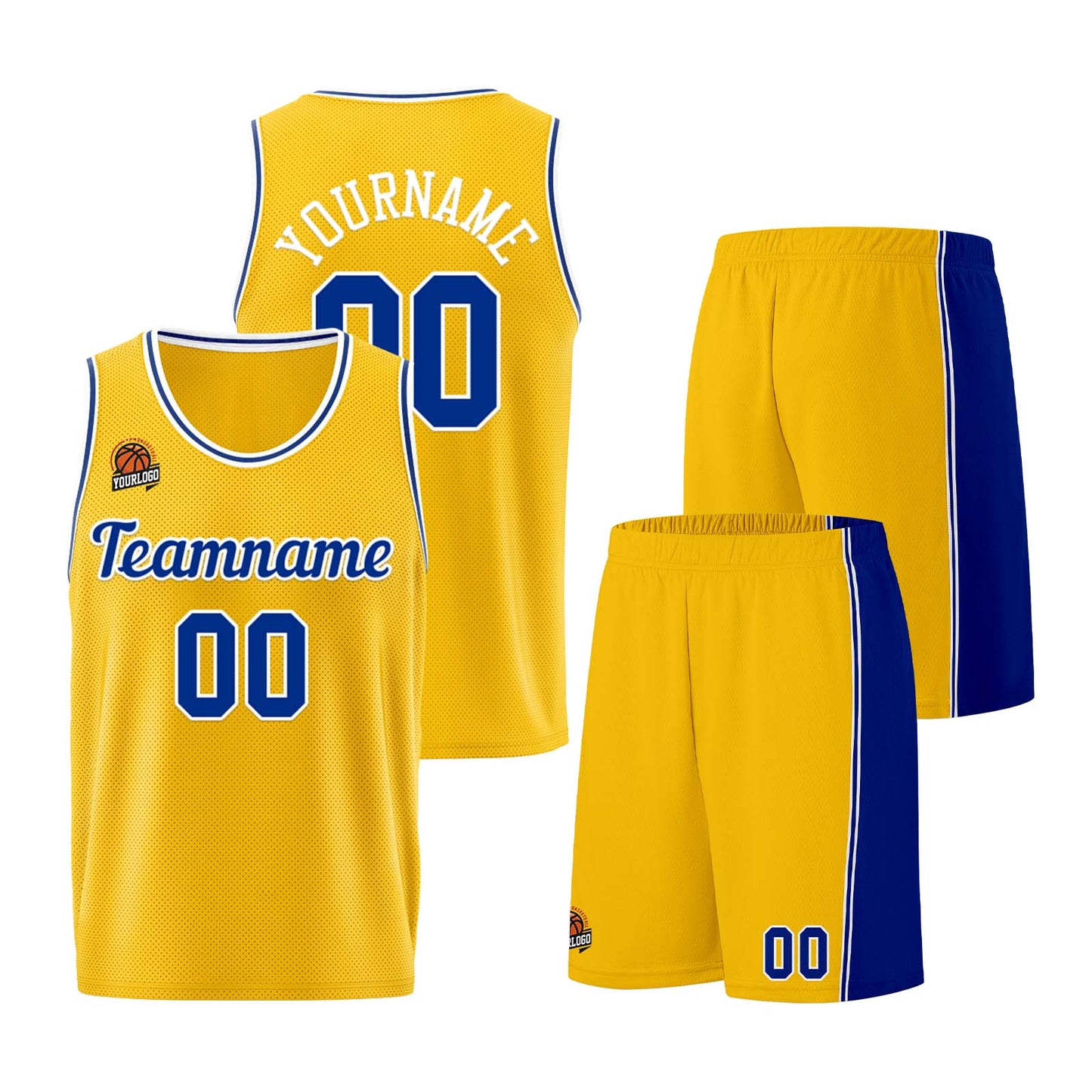 Custom Yellow Royal Basketball Jersey for Men Women Adult Youth Stitched Name Number Logo