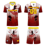 Custom Red Yellow Uniform Jersey Kids Adults Personalized Set Jersey Shirt